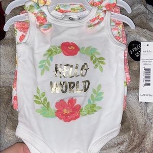 Nicole Miller 3 piece baby girl creeper set